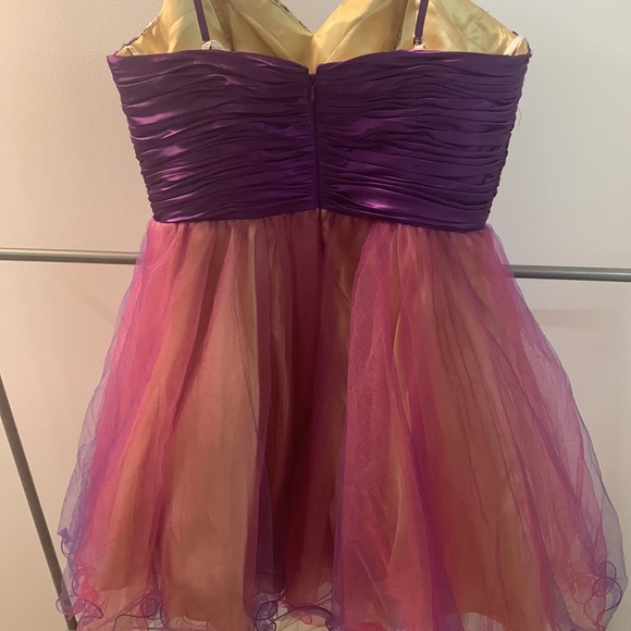 Pink sparkly mini dress with cheetah print accents good for prom or party - Picture 4 of 11